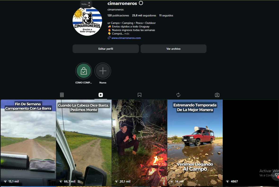 Perfil de Instagram de Cimarroneros